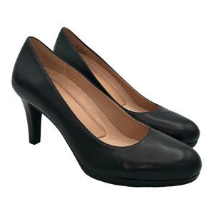 New Naturalizer Michelle Black Leather Platform Pumps Heels Size 9.5M